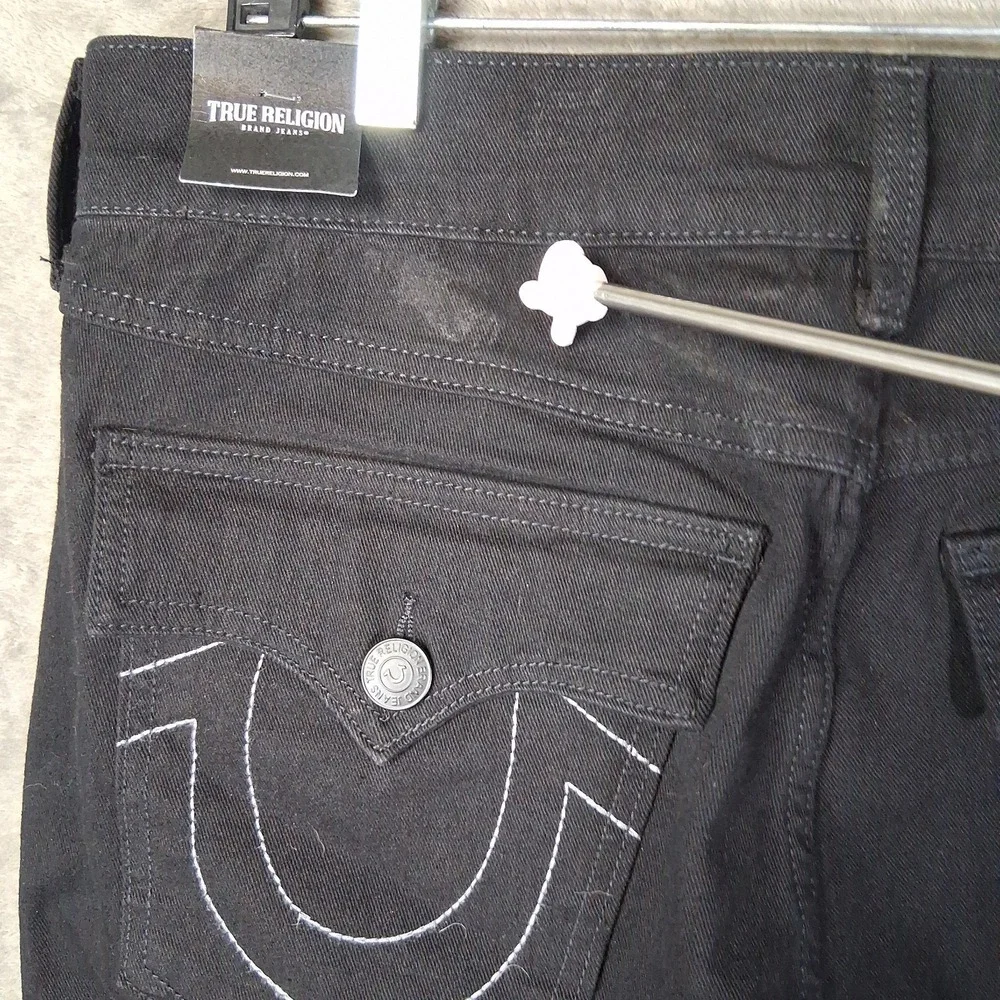 New True Religion Ricky Flap Jeans Mens Size 34x34 Black Relaxed Straight Stretc
